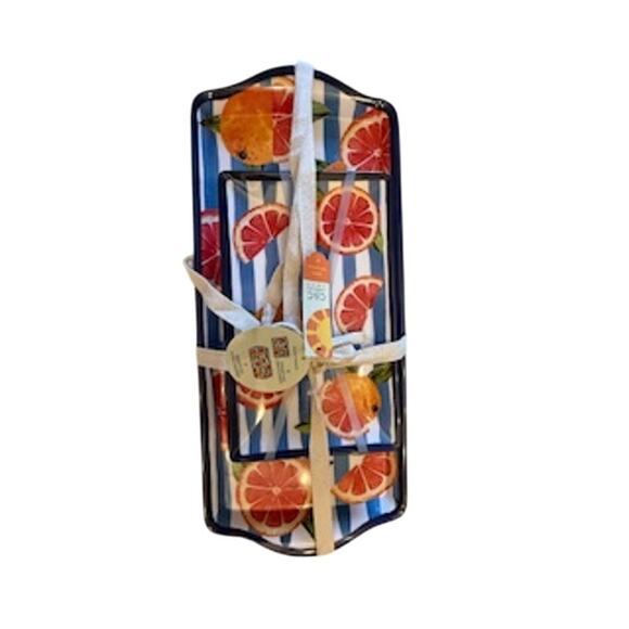 5pc Set GRAPEFRUIT Plates & Platter/Tray C&C California Melamine Citrus NEW - Picture 3 of 8